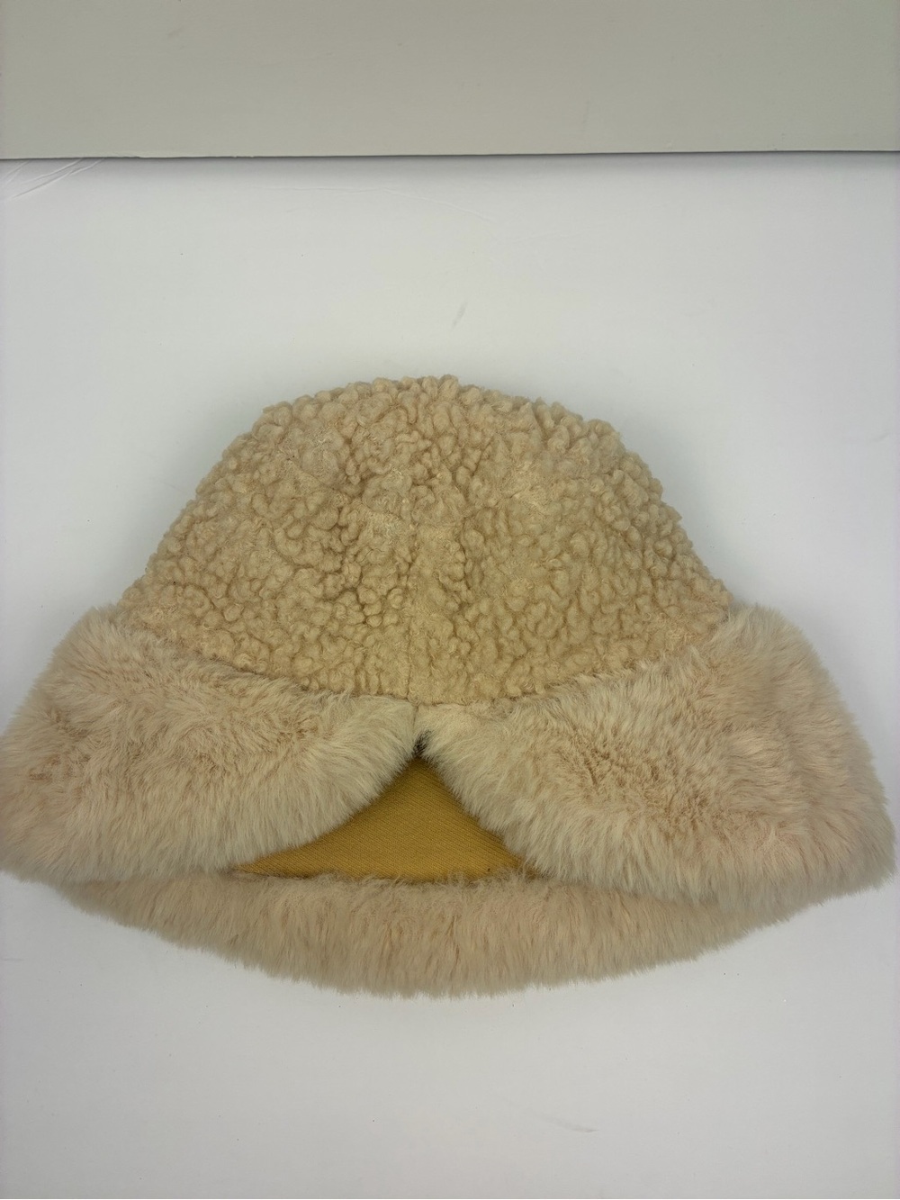 Women's Cream Sherpa Faux Fur Bucket Hat